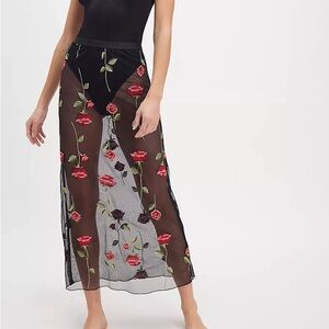 Only Hearts a rose is a rose sheer black maxi skirt